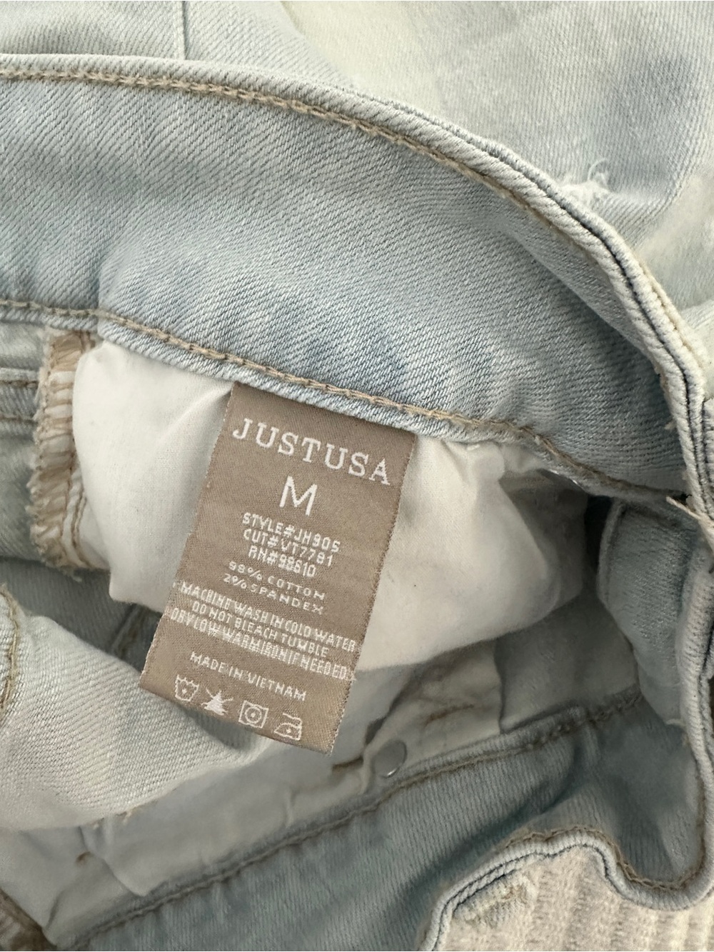 Just USA High Rise Distressed Hi-Lo Denim Shorts Light Blue - Picture 9 of 9